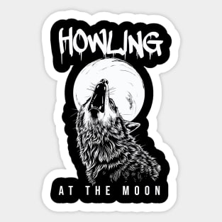 Wolf howling at the moon Sticker